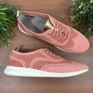 Cole Haan Pink Knit Sneakers with Gold Accent